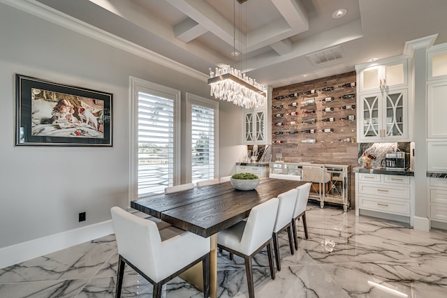 dining room with ornamental molding