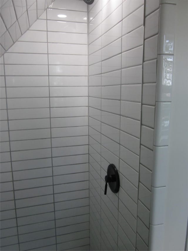 interior details with tiled shower