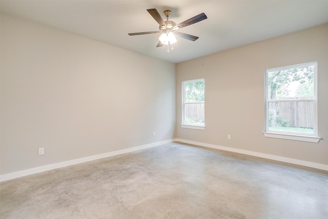 spare room featuring ceiling fan