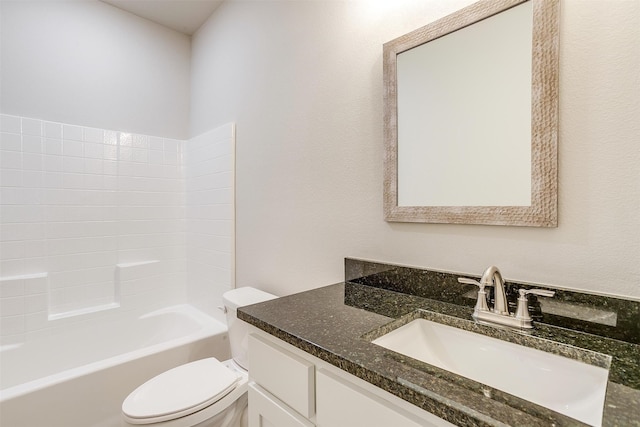 full bathroom with vanity, toilet, and bathtub / shower combination