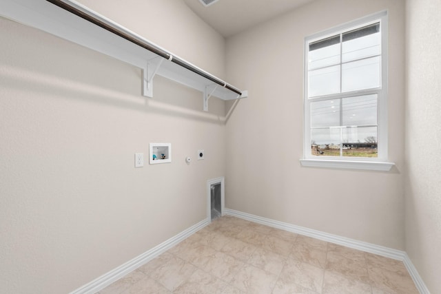 laundry area featuring gas dryer hookup, washer hookup, and hookup for an electric dryer