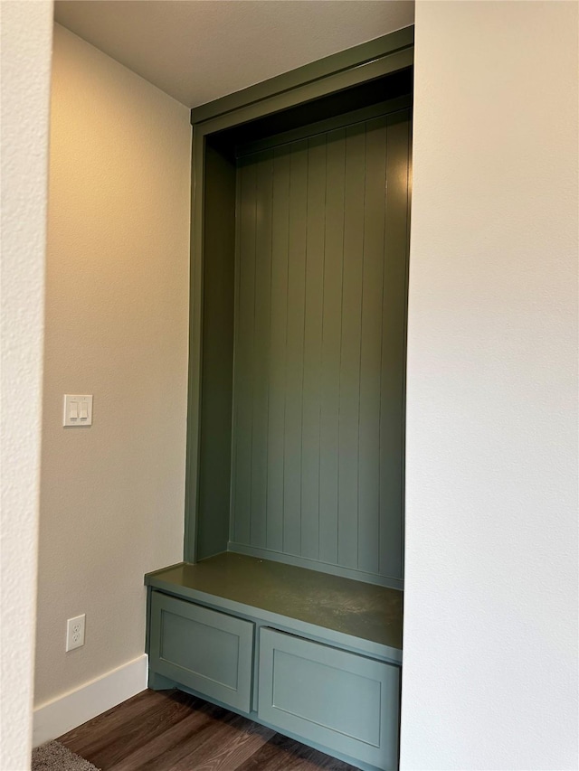 mudroom with dark hardwood / wood-style flooring