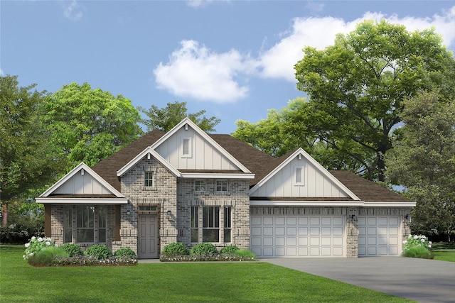 view of front of property featuring a garage and a front yard