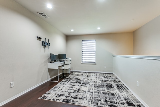 office area featuring dark hardwood / wood-style flooring