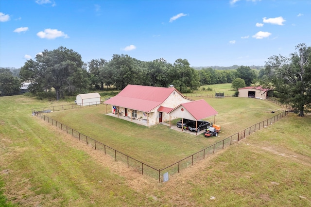 bird's eye view with a rural view