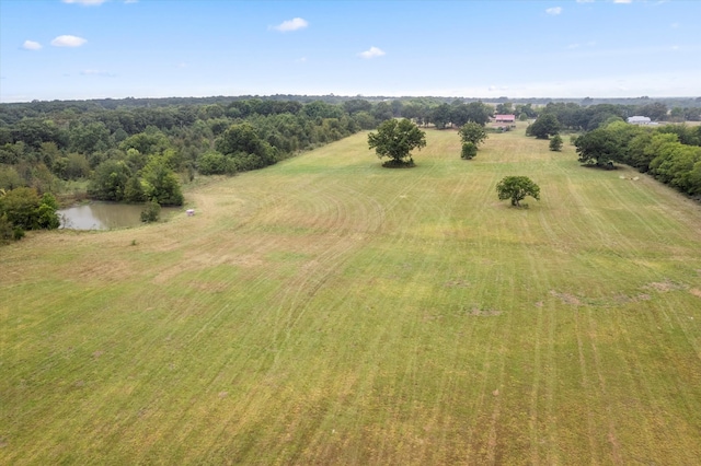 birds eye view of property with a rural view and a water view