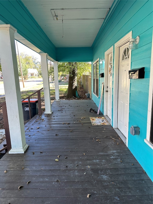 deck with a porch