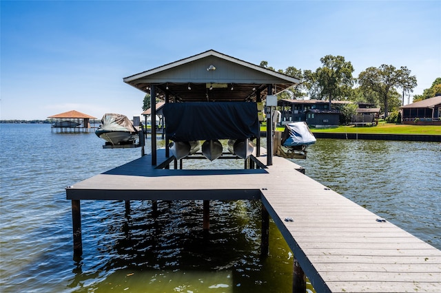 view of dock featuring a water view