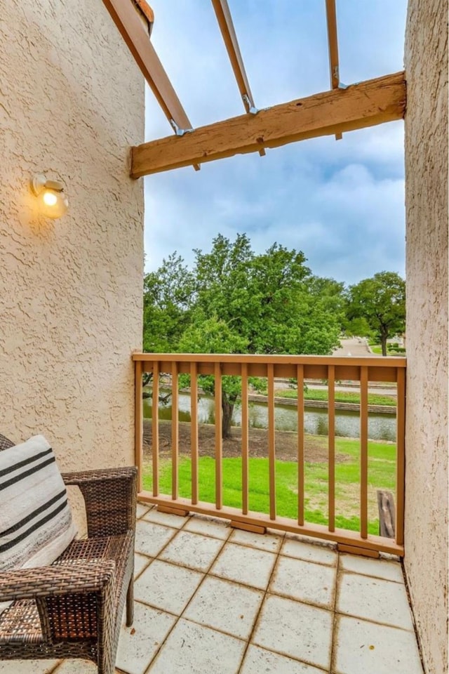 balcony with a water view