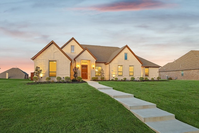 view of front facade with a lawn