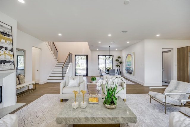 living room with hardwood / wood-style flooring