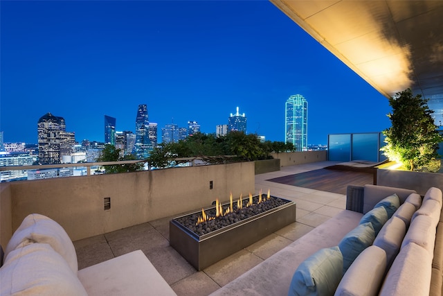 view of patio at twilight