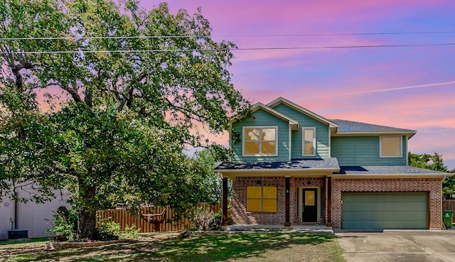 view of front of property featuring a garage