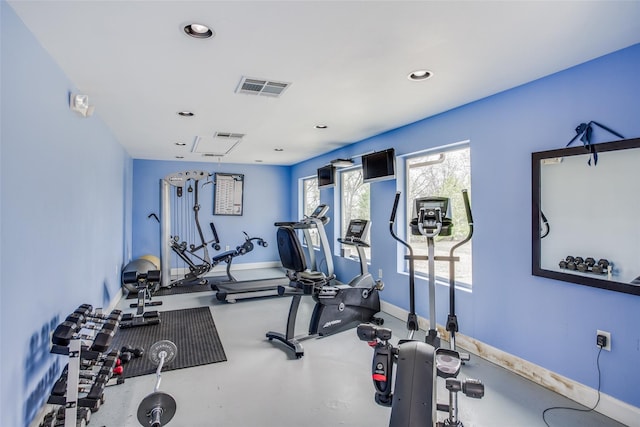 workout room featuring a healthy amount of sunlight