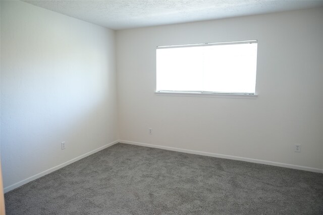 carpeted empty room with a textured ceiling