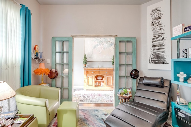 sitting room featuring hardwood / wood-style floors