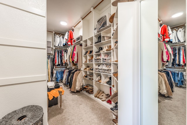 walk in closet featuring carpet floors