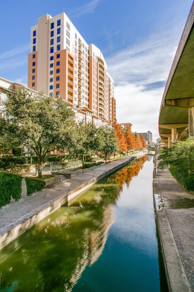 view of community featuring a water view