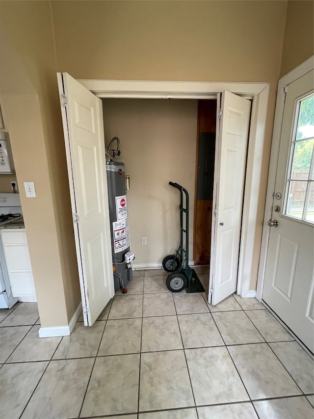 interior space featuring water heater and electric panel