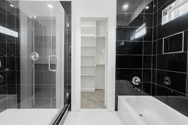 bathroom with plus walk in shower