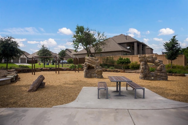 exterior space featuring a playground