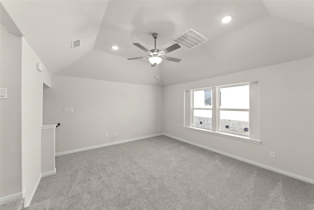 3504 Verbena Xing, Melissa, TX 75454 - carpeted spare room featuring lofted ceiling, ceiling fan, baseboards, and recessed lighting