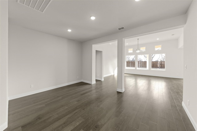 3504 Verbena Xing, Melissa, TX 75454 - empty room with baseboards, dark wood-type flooring, and recessed lighting