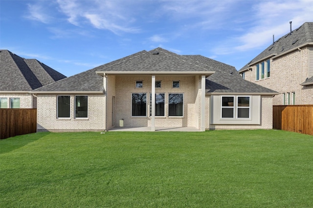 3504 Verbena Xing, Melissa, TX 75454 - rear view of property with brick siding, a shingled roof, and a patio