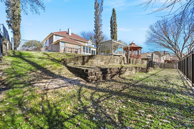 view of yard with a gazebo