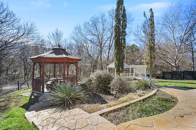 view of patio featuring a gazebo