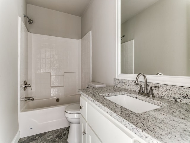 full bathroom featuring vanity, toilet, and bathtub / shower combination