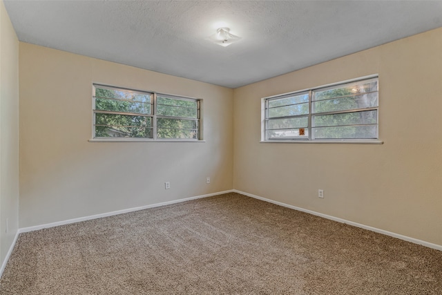 carpeted spare room featuring a textured ceiling