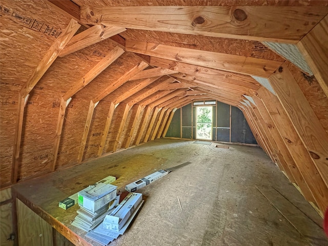 view of unfinished attic