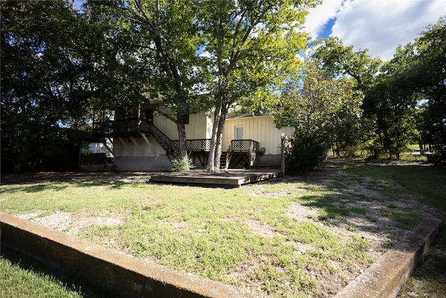 view of yard with a deck