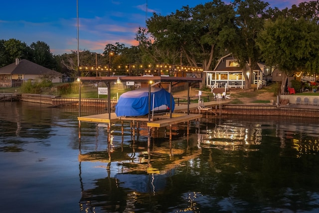 view of dock featuring a water view