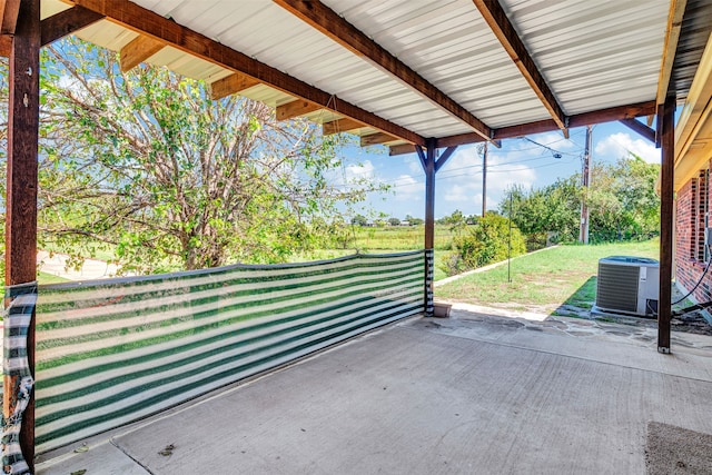 view of patio featuring central air condition unit