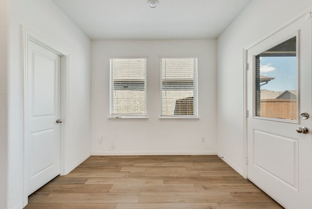 empty room with light hardwood / wood-style floors and a wealth of natural light