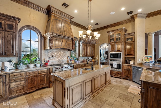 living room featuring ceiling fan, beamed ceiling, french doors, coffered ceiling, and dark hardwood / wood-style floors