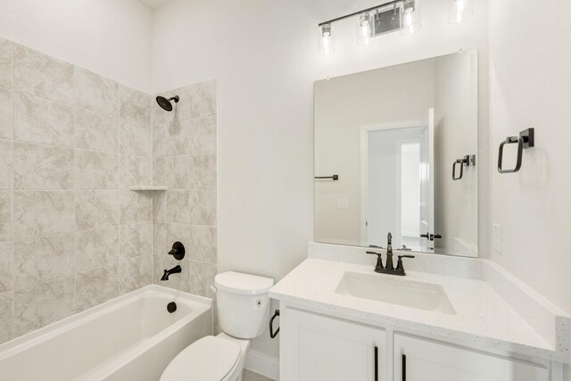 full bathroom featuring vanity, shower / bathtub combination with curtain, and toilet