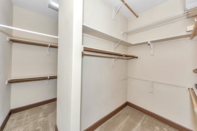 spacious closet with light colored carpet