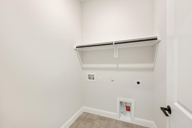 laundry room featuring washer hookup, hookup for a gas dryer, hookup for an electric dryer, and light tile patterned flooring