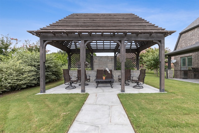 view of patio with a pergola