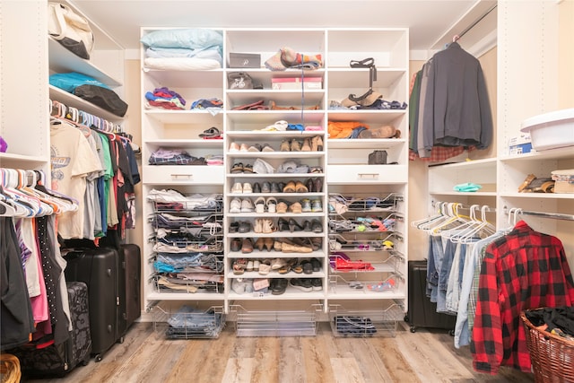 spacious closet with light wood-type flooring