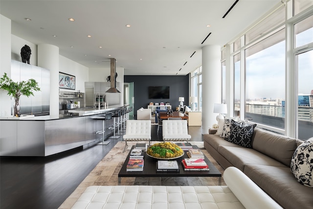 living room featuring light hardwood / wood-style flooring