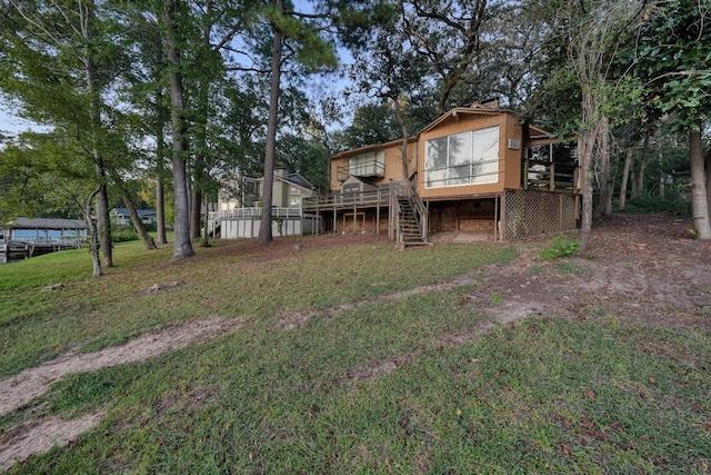 view of yard with a deck