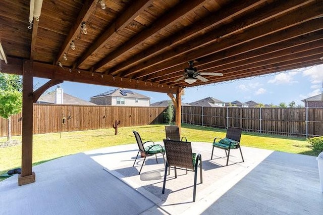 view of patio with ceiling fan