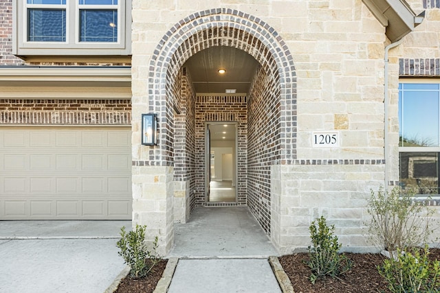 entrance to property with a garage