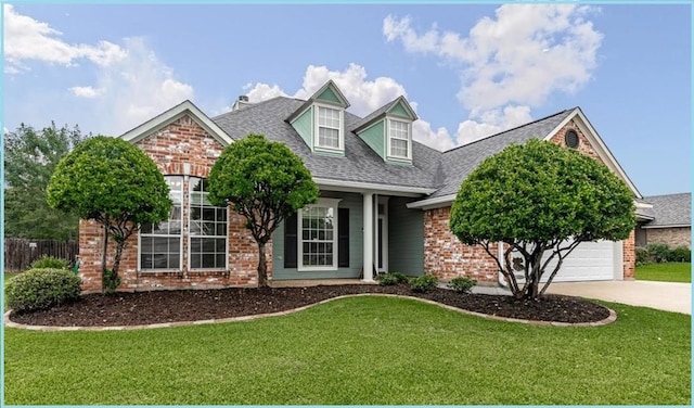 view of front facade with a garage and a front yard