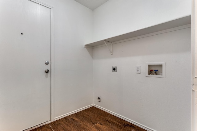 laundry room with washer hookup, dark hardwood / wood-style flooring, and electric dryer hookup