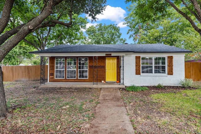 view of single story home